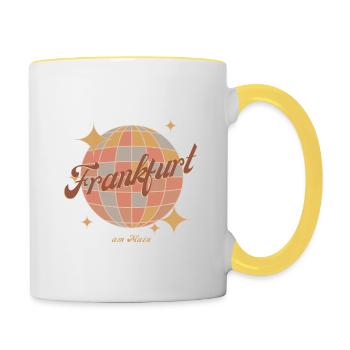 Frankfurt am Main Retro Vintage Design Disco Ball - Contrasting Mug - white/yellow - Right