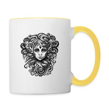 Cute Monkey / Monkey Girl / Cute / Hair Bow - Contrasting Mug - white/yellow - Right