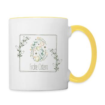Frohe Ostern - Tasse zweifarbig - Weiß/Gelb - Rechts