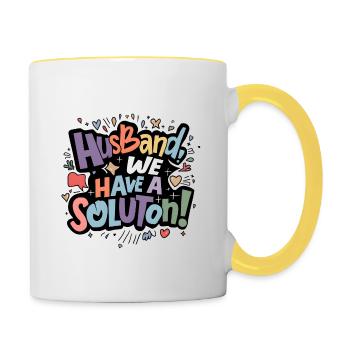 Husband we have a solution - Contrasting Mug - white/yellow - Right