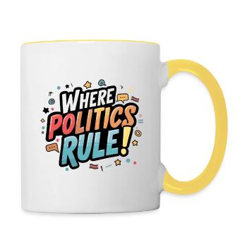 Where politics rule! - Contrasting Mug - white/yellow - Right