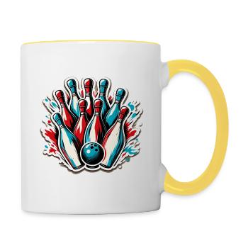 Bowling / Skittles / Bowling Alley / Pin / Strike - Contrasting Mug - white/yellow - Right