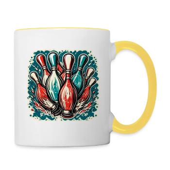Bowling / Skittles / Bowling Alley / Pin / Strike - Contrasting Mug - white/yellow - Right