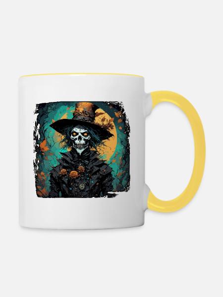 Vogelscheuche / Erntehelfer / Maisfeld / Feld - Tasse zweifarbig - Weiß/Gelb