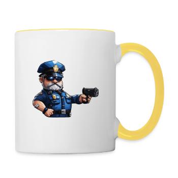 Polizei / Einsatz / Beruf / Job / Einsatzkräfte - Tasse zweifarbig - Weiß/Gelb - Rechts