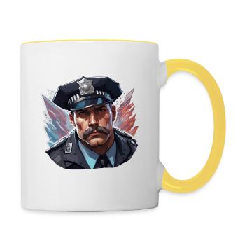 Polizei / Einsatz / Beruf / Job / Einsatzkräfte - Tasse zweifarbig - Weiß/Gelb - Rechts