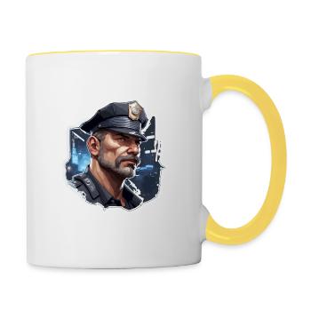 Polizei / Einsatz / Beruf / Job / Einsatzkräfte - Tasse zweifarbig - Weiß/Gelb - Rechts