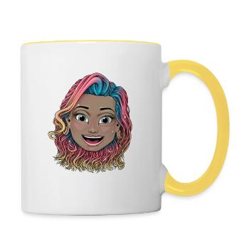 Reva Prisma visage souriant - Mug contrasté - blanc/jaune - Droite