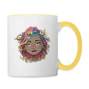 Reva Prisma verwirrtes Gesicht - Tasse zweifarbig - Weiß/Gelb - Rechts