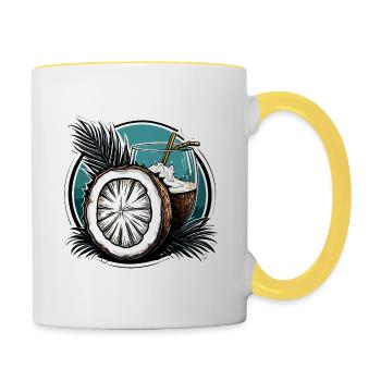 Cocktail / Bar / Mixing / Drink / Exotic / Club - Contrasting Mug - white/yellow - Right