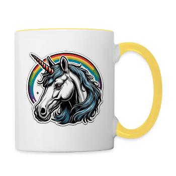 Unicorn / Mythical Creatures / Fairy Tale / Magic / Glitter - Contrasting Mug - white/yellow - Right