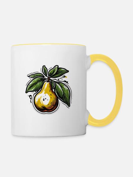 Lebensmittel / Obst / Markt / Vitamine / Design - Tasse zweifarbig - Weiß/Gelb