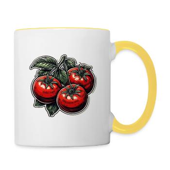Alimentation / Légumes / Marché / Vitamines / Design - Mug contrasté - blanc/jaune - Droite