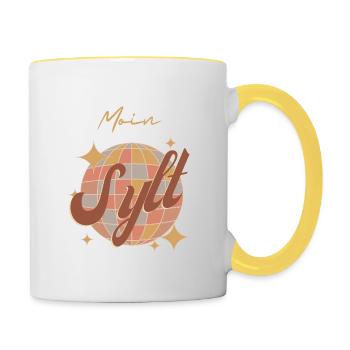 Moin Sylt Nordseeinsel Urlaub - Tasse zweifarbig - Weiß/Gelb - Rechts