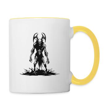 Wendigo / maléfique / Possessif / Horreur - Mug contrasté - blanc/jaune - Droite