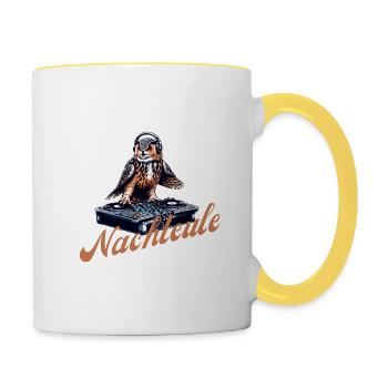 Nachteule Dj Pult Musik - Tasse zweifarbig - Weiß/Gelb - Rechts