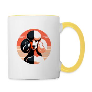 Pudel in lebendigen Farben - Tasse zweifarbig - Weiß/Gelb - Rechts