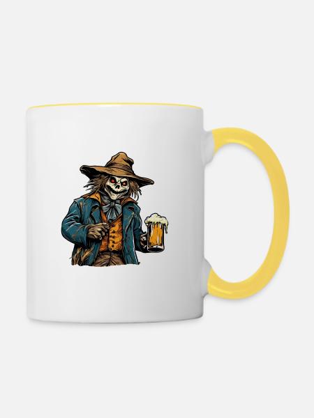 Vogelscheuche / Erntehelfer / Maisfeld / Feld - Tasse zweifarbig - Weiß/Gelb