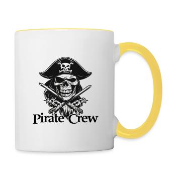 Pirat / Ahoi / Anker / Kapitän / Totenkopf / Rum - Tasse zweifarbig - Weiß/Gelb - Rechts