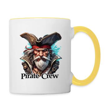 Pirat / Ahoi / Anker / Kapitän / Totenkopf / Rum - Tasse zweifarbig - Weiß/Gelb - Rechts