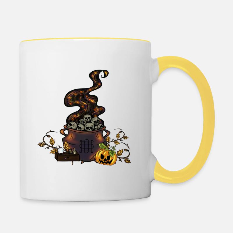 Chaudron de Samhain - Mug contrasté - blanc/jaune