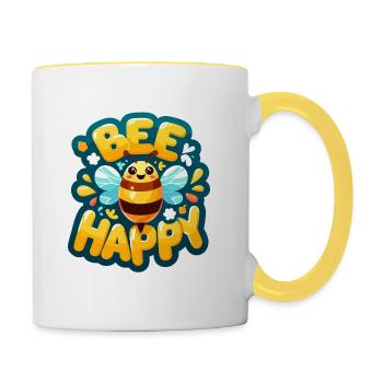 Bee Happy glückliche Biene - Contrasting Mug - white/yellow - Right
