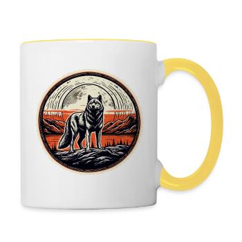 Wolf / Pack / Forest / Wild / Wildlife / Howl - Contrasting Mug - white/yellow - Right