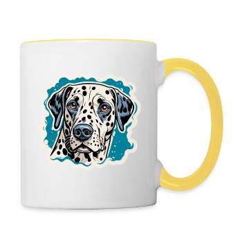 Dalmatien / Chien / Animal / Animal de compagnie / Aboiement - Mug contrasté - blanc/jaune - Droite