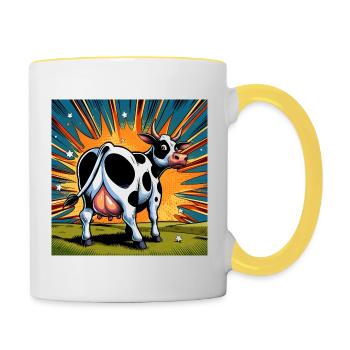 Kuh von hinten - Tasse zweifarbig - Weiß/Gelb - Rechts