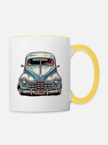 Auto / Fahrzeug / PKW / Mobil / Old Timer / fahren - Tasse zweifarbig - Weiß/Gelb