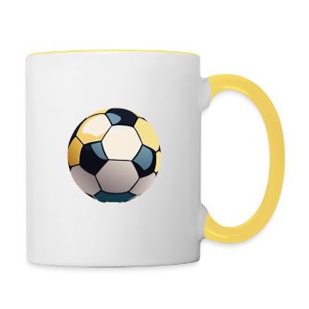 Fußball weiß-schwarz-gelb - Tasse zweifarbig - Weiß/Gelb - Rechts