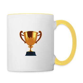 Fußball Pokal - Tasse zweifarbig - Weiß/Gelb - Rechts