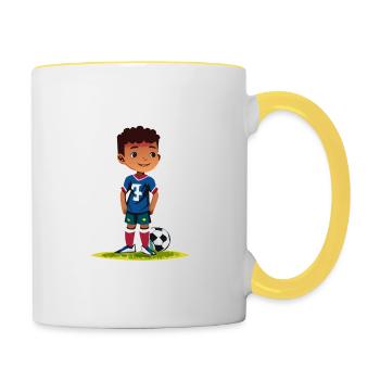 Kleiner Fußballer - Tasse zweifarbig - Weiß/Gelb - Rechts