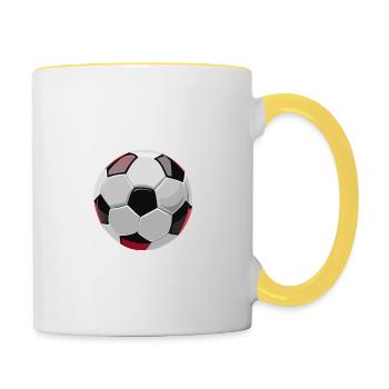Fußball weiß-schwarz-rot - Tasse zweifarbig - Weiß/Gelb - Rechts