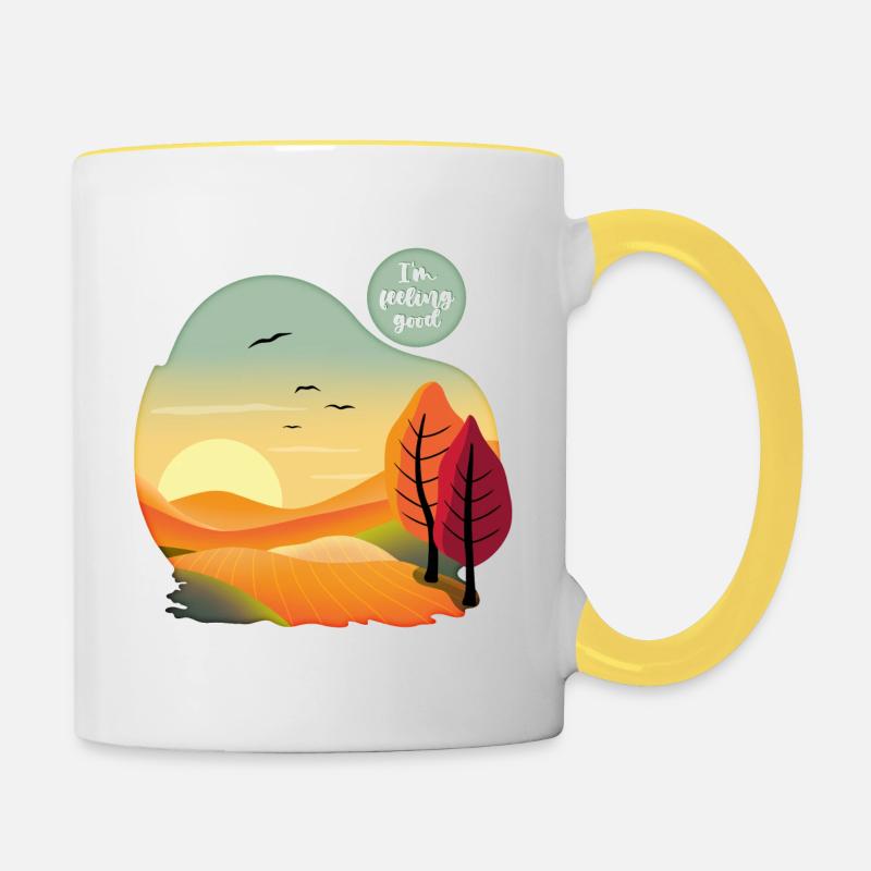 Se sentir bien - Énergie positive - Mug contrasté - blanc/jaune