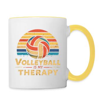 Volleyball - Tasse zweifarbig - Weiß/Gelb - Rechts