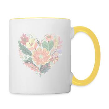 Heart of flowers for Mother's Day - Contrasting Mug - white/yellow - Right