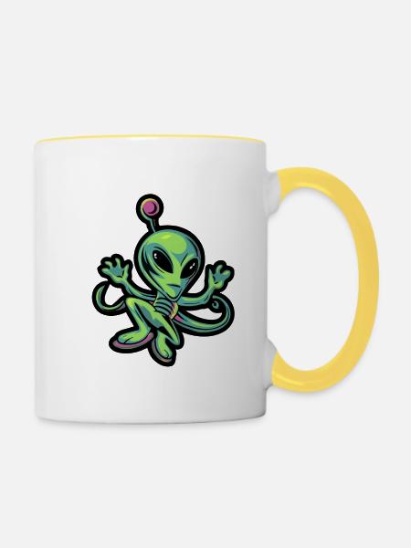 Alien Design 1 - Tasse zweifarbig - Weiß/Gelb