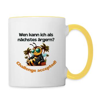 Who can I annoy Bee funny saying - Contrasting Mug - white/yellow - Right