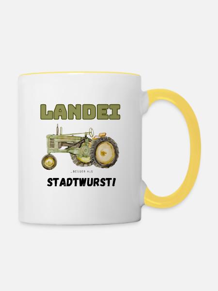 Landei…besser als Stadtwurst! - Tasse zweifarbig - Weiß/Gelb