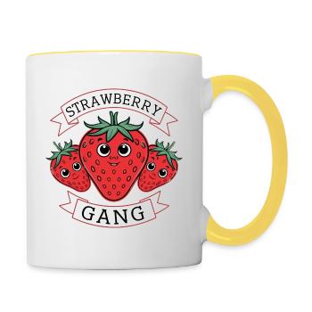 Strawberry Gang - Équipe de cueilleurs de fraises - Mug contrasté - blanc/jaune - Droite