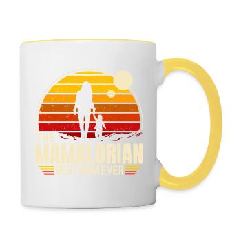 The MAMALORIAN - maman - Vintage Orange - Mug contrasté - blanc/jaune - Droite