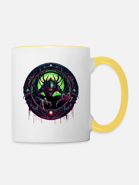 Tor zur Finsternis - Tasse zweifarbig - Weiß/Gelb