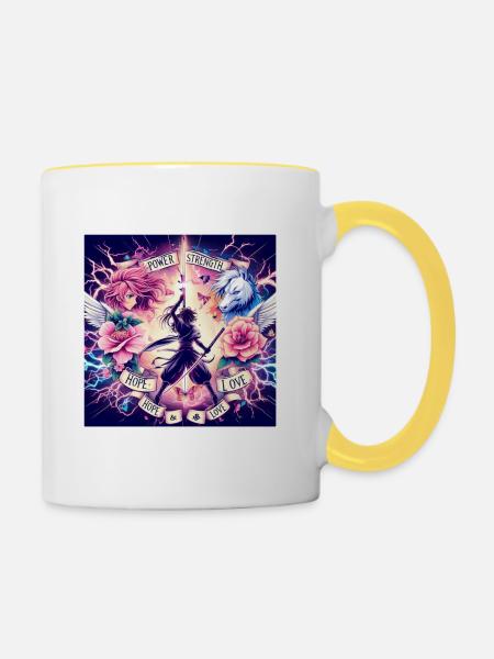 Anime Strength - Tasse zweifarbig - Weiß/Gelb