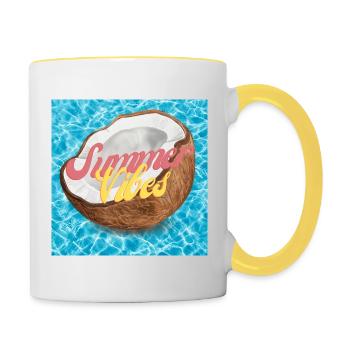 Ambiance estivale - Mug contrasté - blanc/jaune - Droite