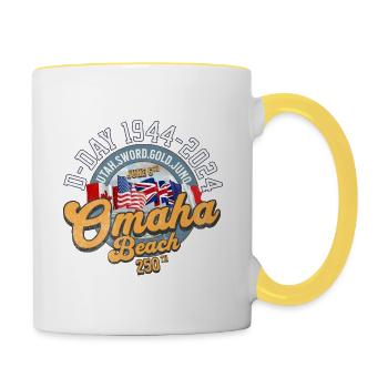 250-jähriges Jubiläum von Omaha Beach zurück - Tasse zweifarbig - Weiß/Gelb - Rechts