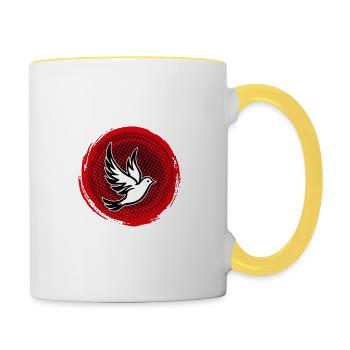 Paix sur Terre - Mug contrasté - blanc/jaune - Droite