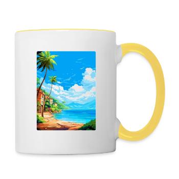 Palau Italien Vintage Reiseposter WPA Kunst Souvenir - Tasse zweifarbig - Weiß/Gelb - Rechts