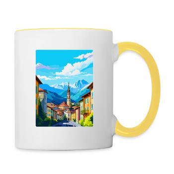 Bozen Italien Vintage Reiseplakat WPA Souvenir - Tasse zweifarbig - Weiß/Gelb - Rechts