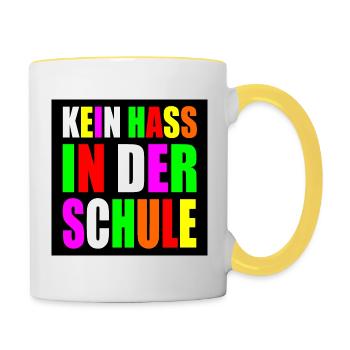 Kein hass in der schule - Tasse zweifarbig - Weiß/Gelb - Rechts